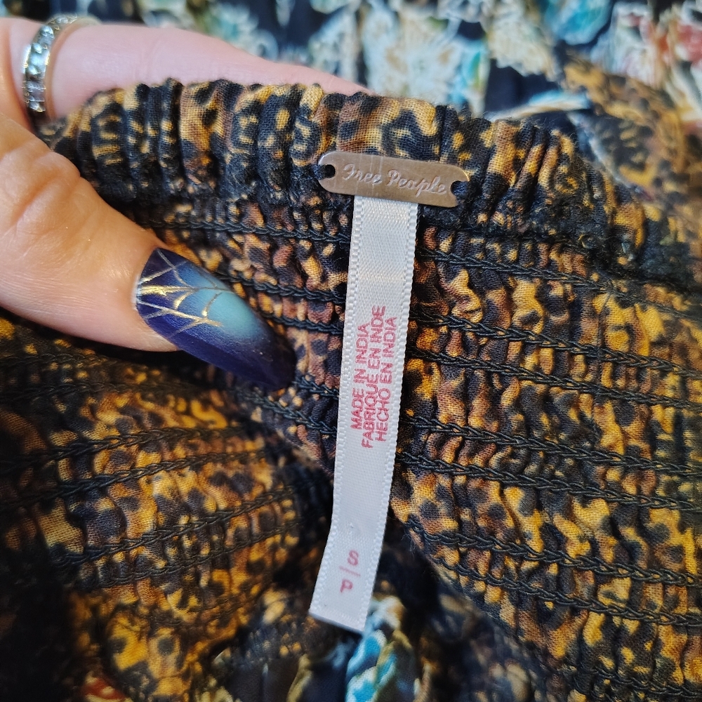 Free People Real Love Strappy Boho Brown Floral Maxi Halter Dress Small Pockets - Picture 10 of 14